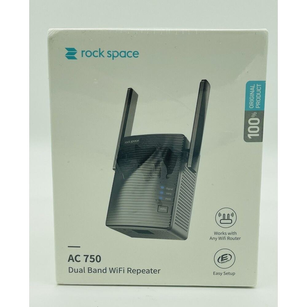 Rock Space AC750 Wireless Signal Dual Band Booster and Wi-Fi Extender -Black